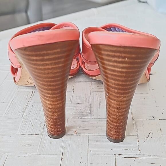 Circa Joan&David Pink and Blue Criss Cross Twisted Leather Heels Womens Size 8.5 - Picture 5 of 13